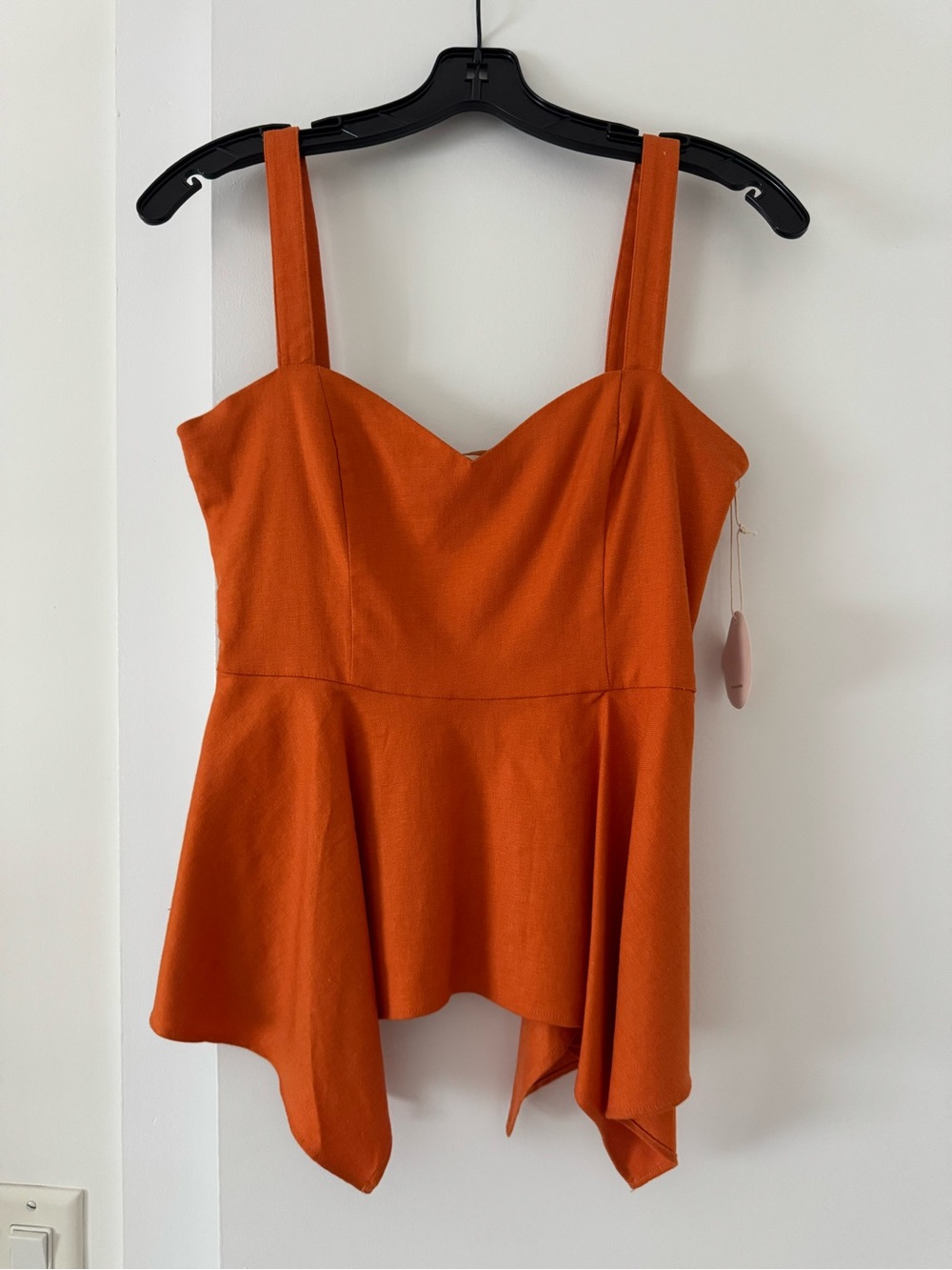 Camila Coelho Burnt Orange Asymmetrical Peplum Cami